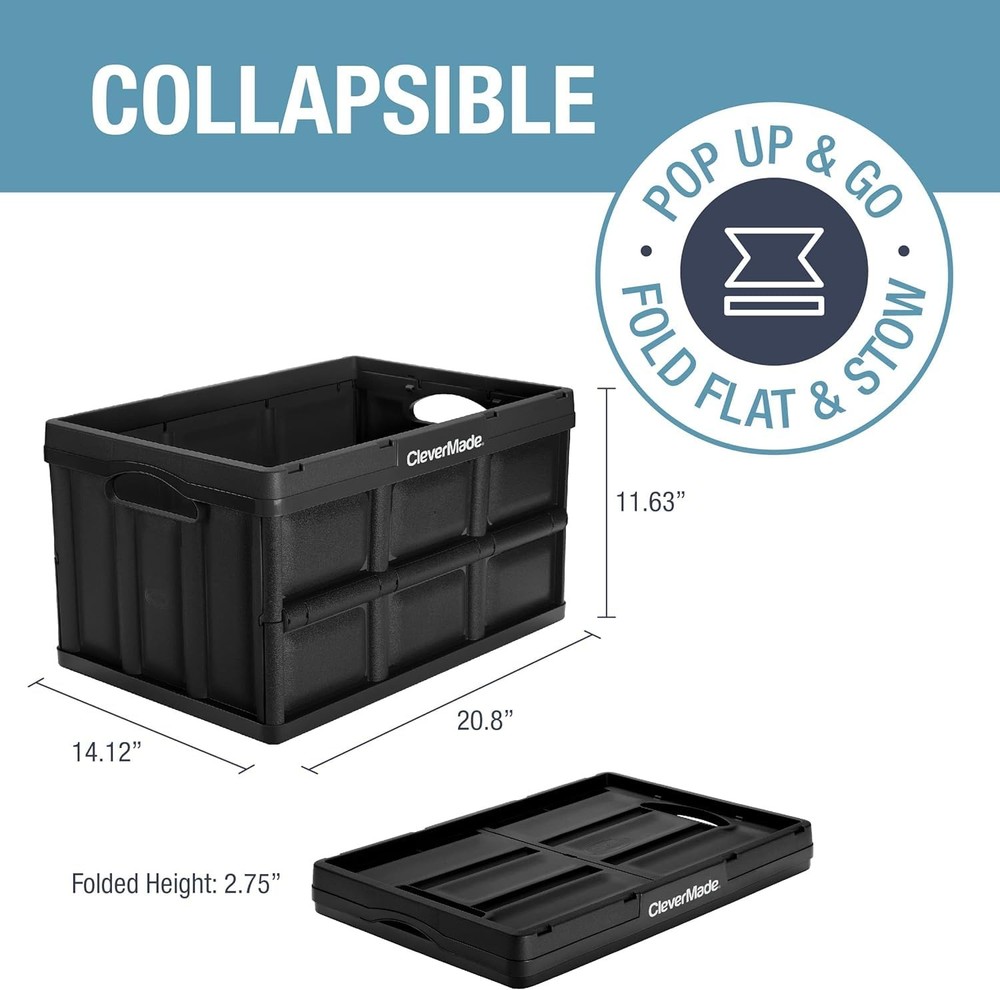 Collapsible Storage Bins 3-Pack - 46L Stackable Containers for Easy Organization