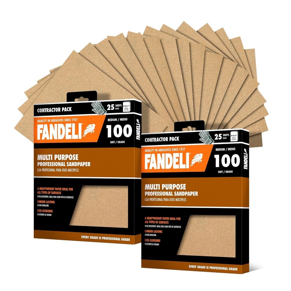 Multi-Purpose Sandpaper - 100 Grit, 50 Sheets