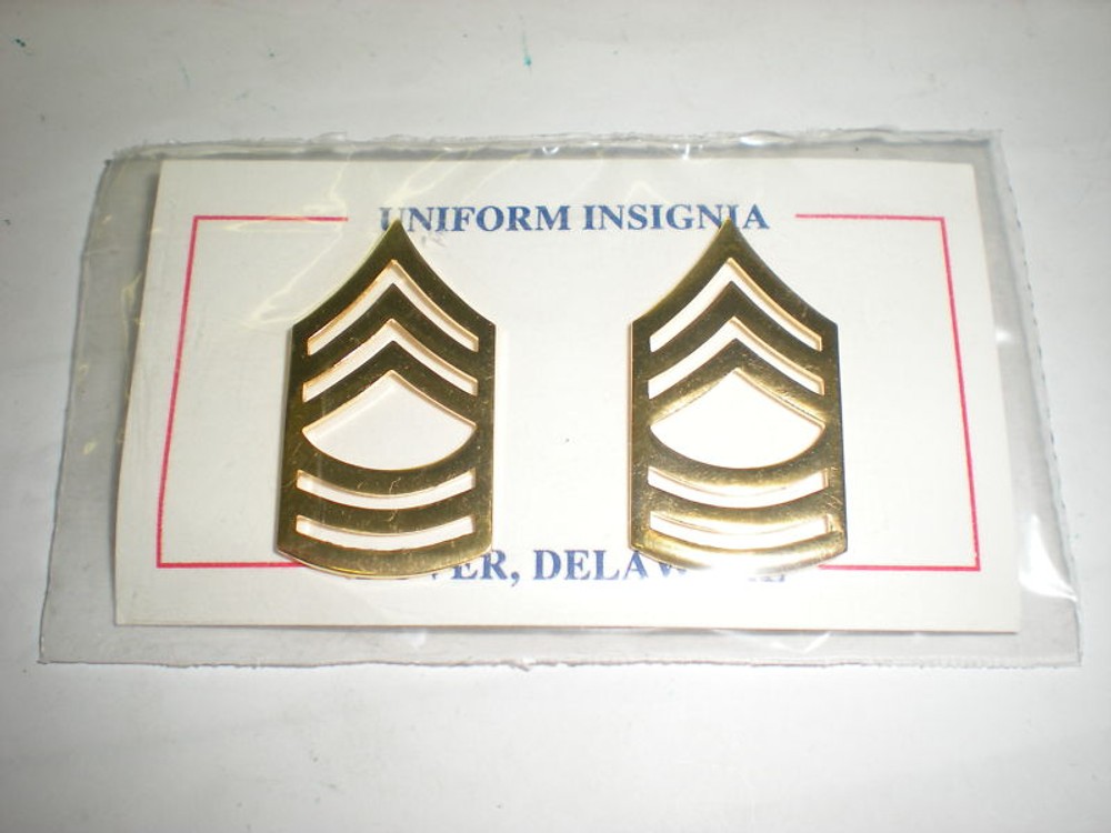 US ARMY MASTER SERGEANT  METAL COLLAR RANK- 1 PAIR