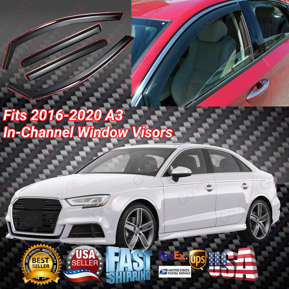In-Channel Window Vent Visors Wind Guards Shade protector For 2015-2020 Audi A3