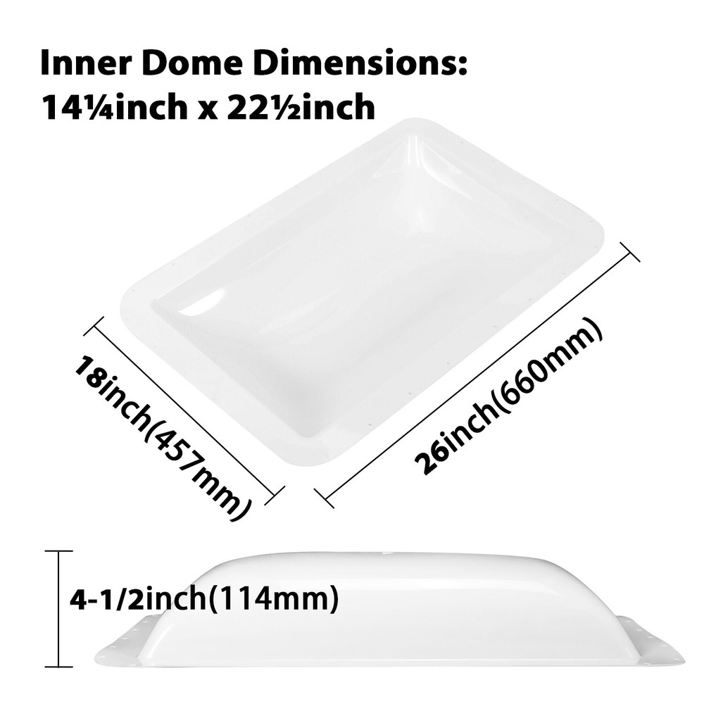 18" x 26" For RV Camper Skylight Exterior White Skylight Cover Roof Top