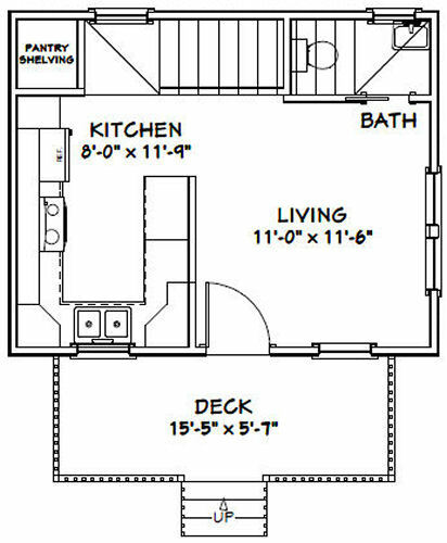 20x16 Tiny House -- PDF Floor Plan -- 547 sq ft -- Model 1