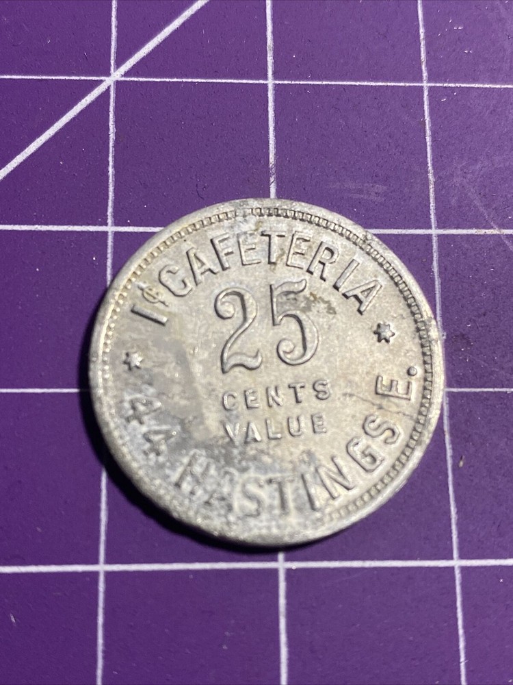 🍊 Cafeteria 44 Hastings 25 Cent Value Token 🍋