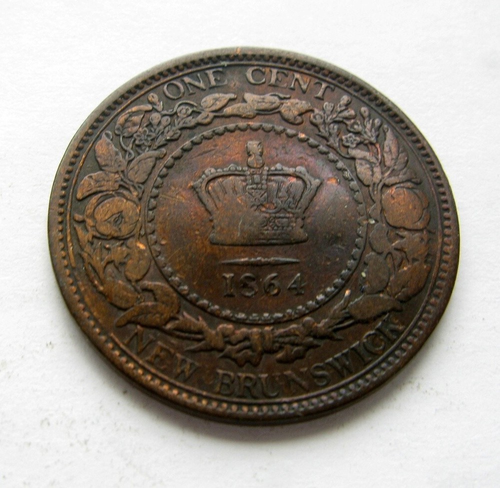 1864 New Brunswick Large One cent - bent