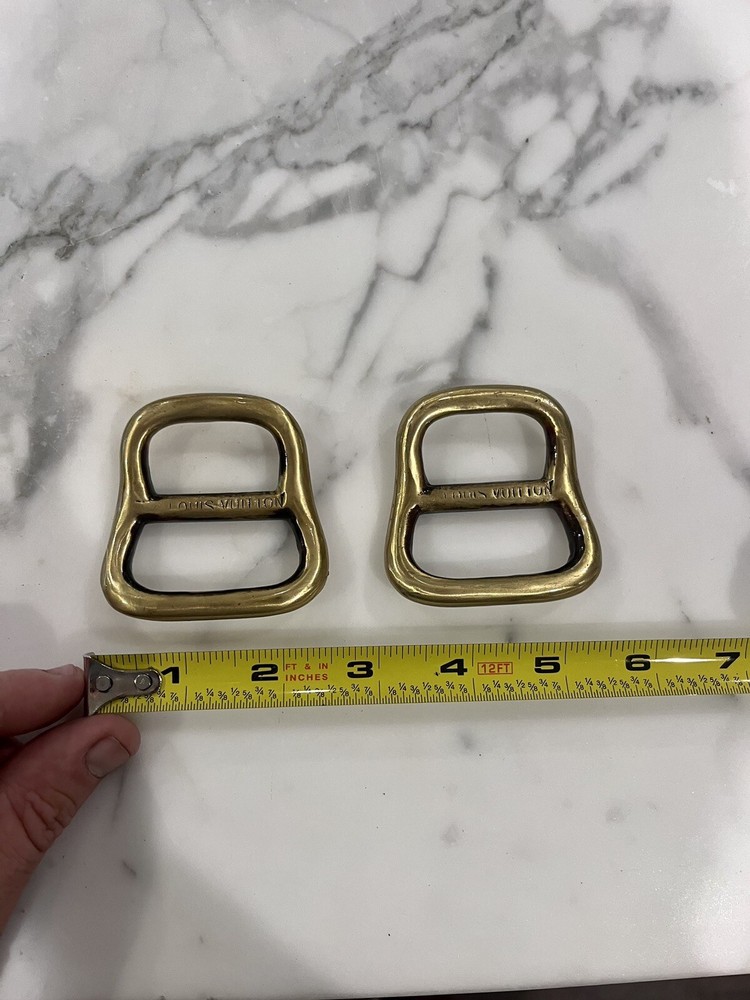 Louis Vuitton Rare Antique Cube Trunk Handles Solid Brass Monogram