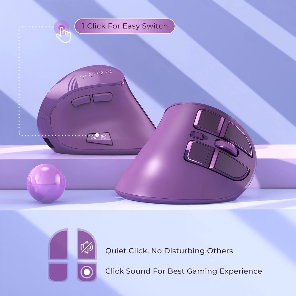 Vertical , Wireless Ergonomic Optical (BT 5.0 + Bluetooth 3.0 + USB Connectio...