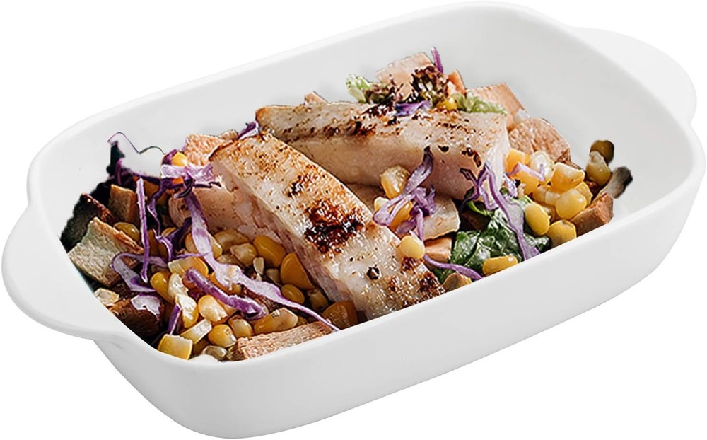 4 Pieces Bakeware Set White Porcelain Baking Dish Bowl 7.5 x 5 inch Rectangular