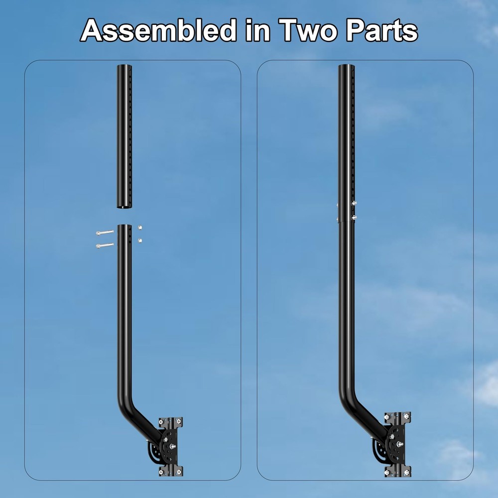 Universal Adjustable TV Antenna Mount – Long Wall Black 2-Pack