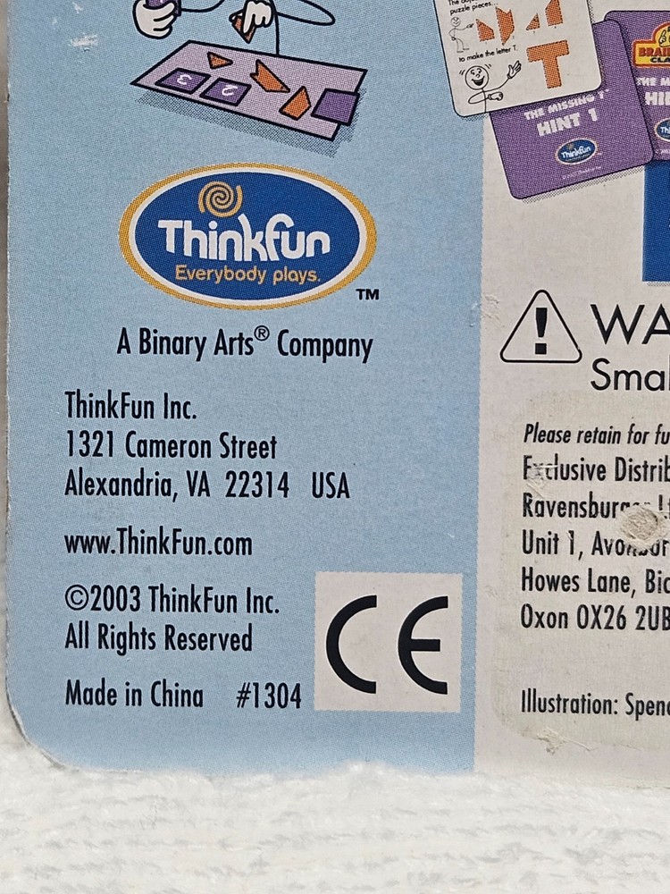 THINK FUN AHA BRAINTEASER CLASSICS THE MISSING ''T'' 2003 NEW
