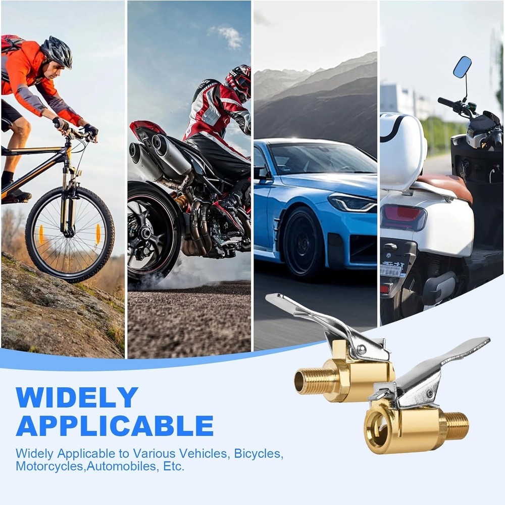 2-Piece Brass Tire Inflation Nozzle Set - Locking Chuck for Secure Performance