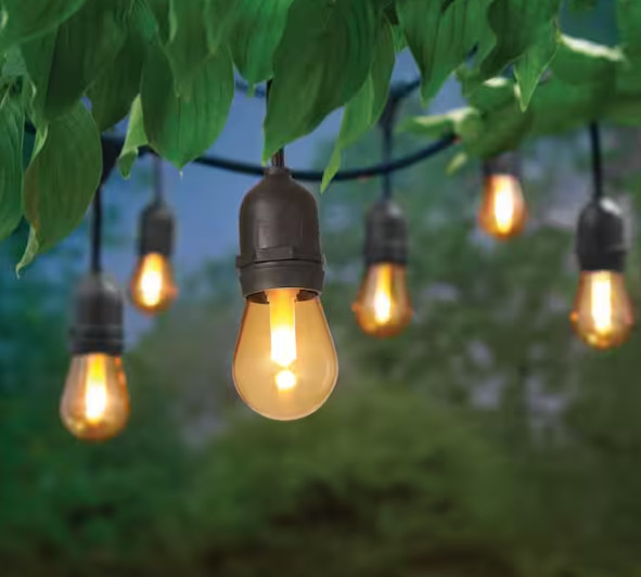 Hampton Bay FLAME EFFECT or  SOLID 6-Light 12 ft.  LED S14 String Lights A1