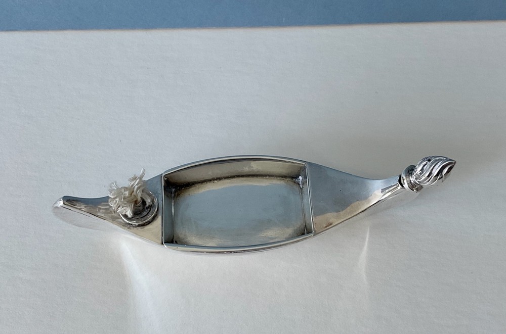 Antique Silver Novelty Table Lighter - Canoe