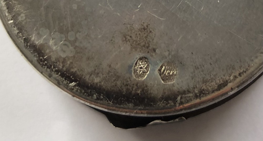 Antique Spanish Silver Pill Box With Romantic Sculptured Lid