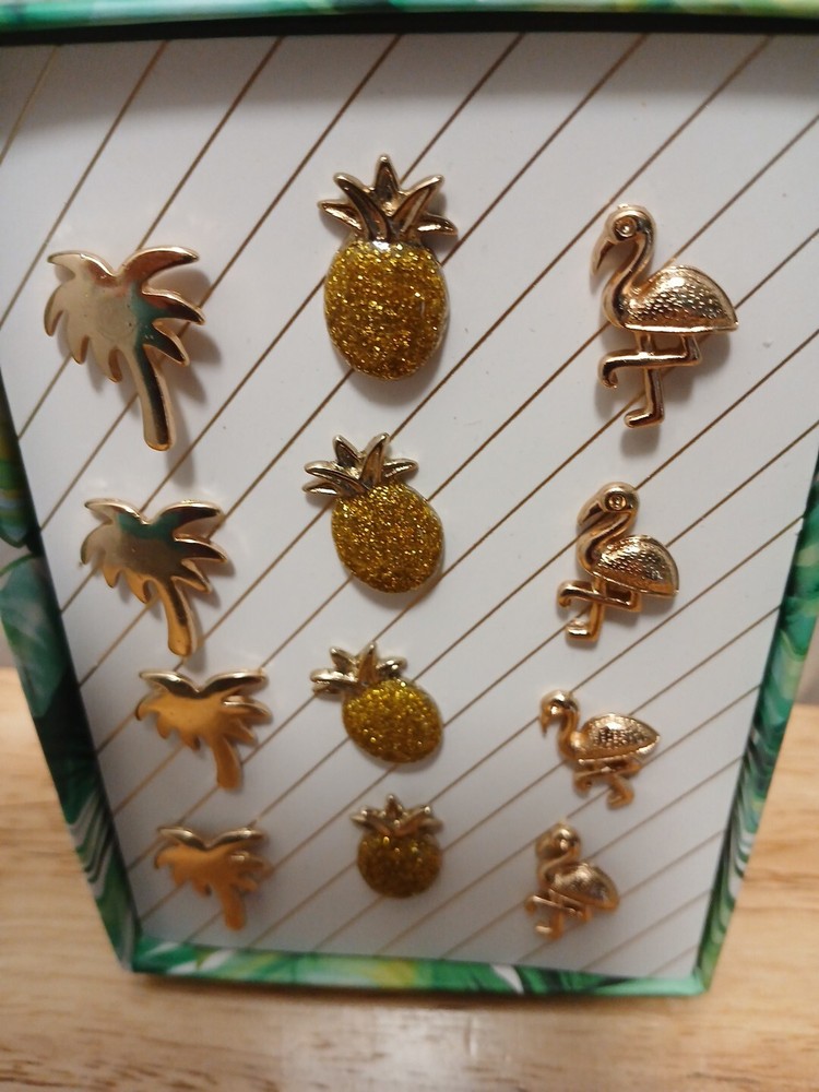12 Tropical Metal Push Pins Papyrus