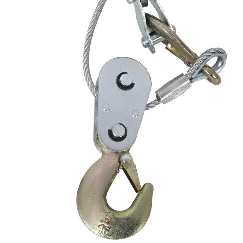 2Ton Hand Winch Puller Dual Gear 12ft Steel Cable Heavy Duty Pull Hoist 3Hooks