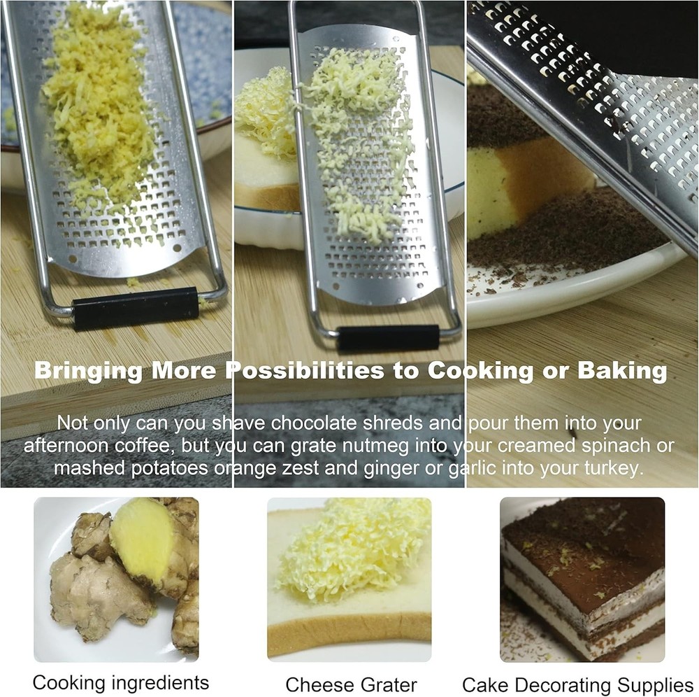 Stainless Steel Cheese Zester Grater with Handle, Handheld Kitchen Tool