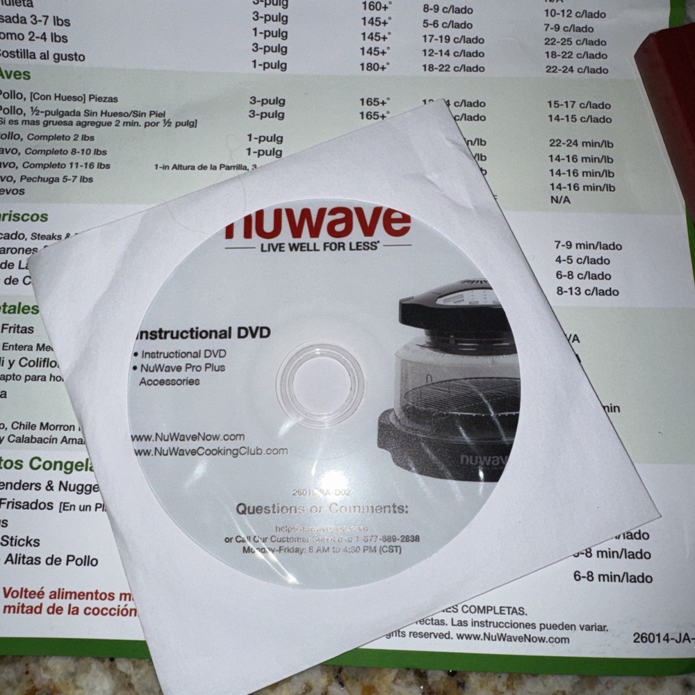NuWave Infrared Oven Pro Plus 20601 Manual Complete Cookbook Quick Guide CD