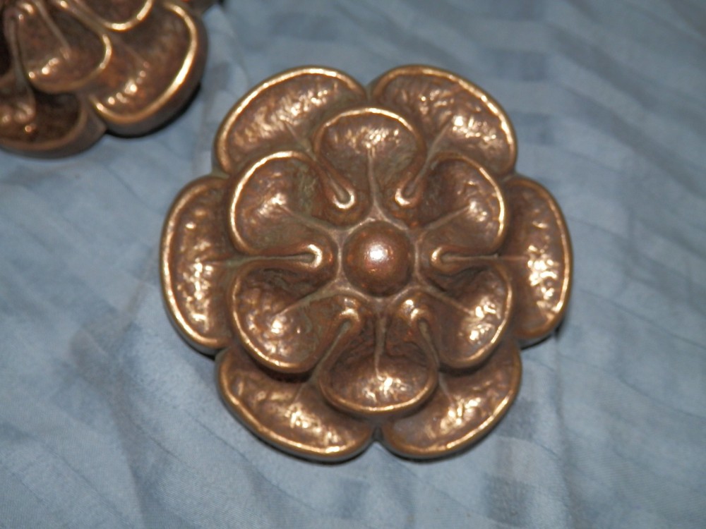 vintage flower shape Drawer Pull handles knobs Plates brass?