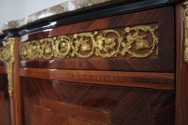 French Mid-Century Handmade Buffet (sideboard) with Marquetry.