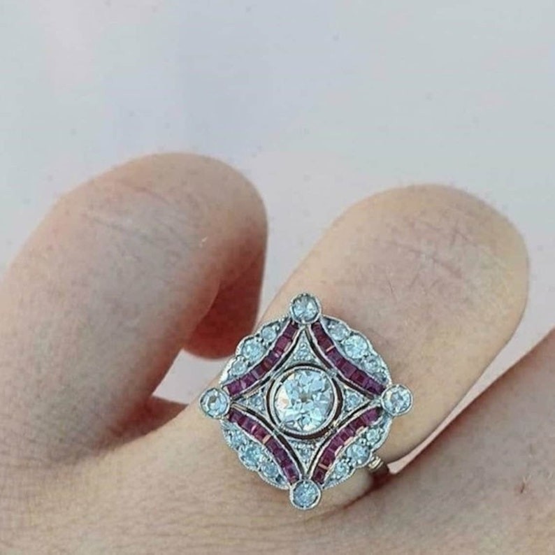 Ruby Pink Princess With Round Cut Lab Created Diamond Mother's Day Gift Ring