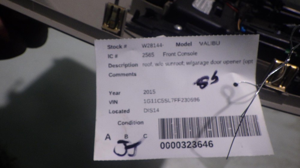 15 CHEVROLET MALIBU Front Console roof