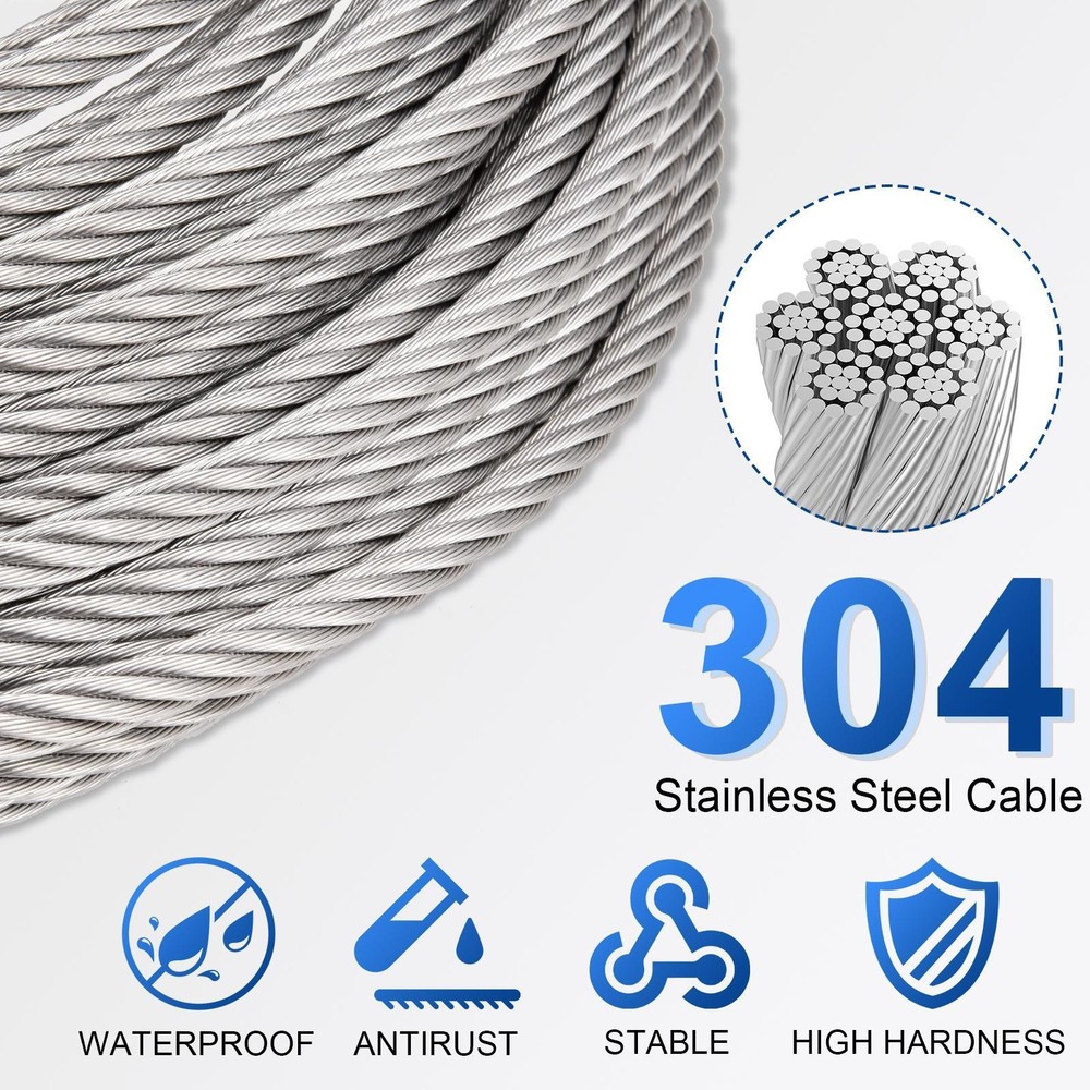 Stainless Steel Cable for Railing - 100FT 3/8" for Deck Railings System Kit