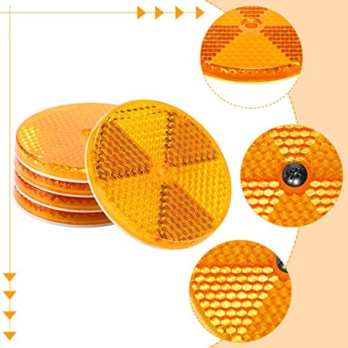 10 Pack Front Round Reflector for Driveway Fence Gate Posts Trailers Yellow