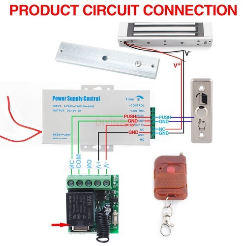 Electric Magnetic Lock Door Access Control System 2 Wireless Remote Controls Kit