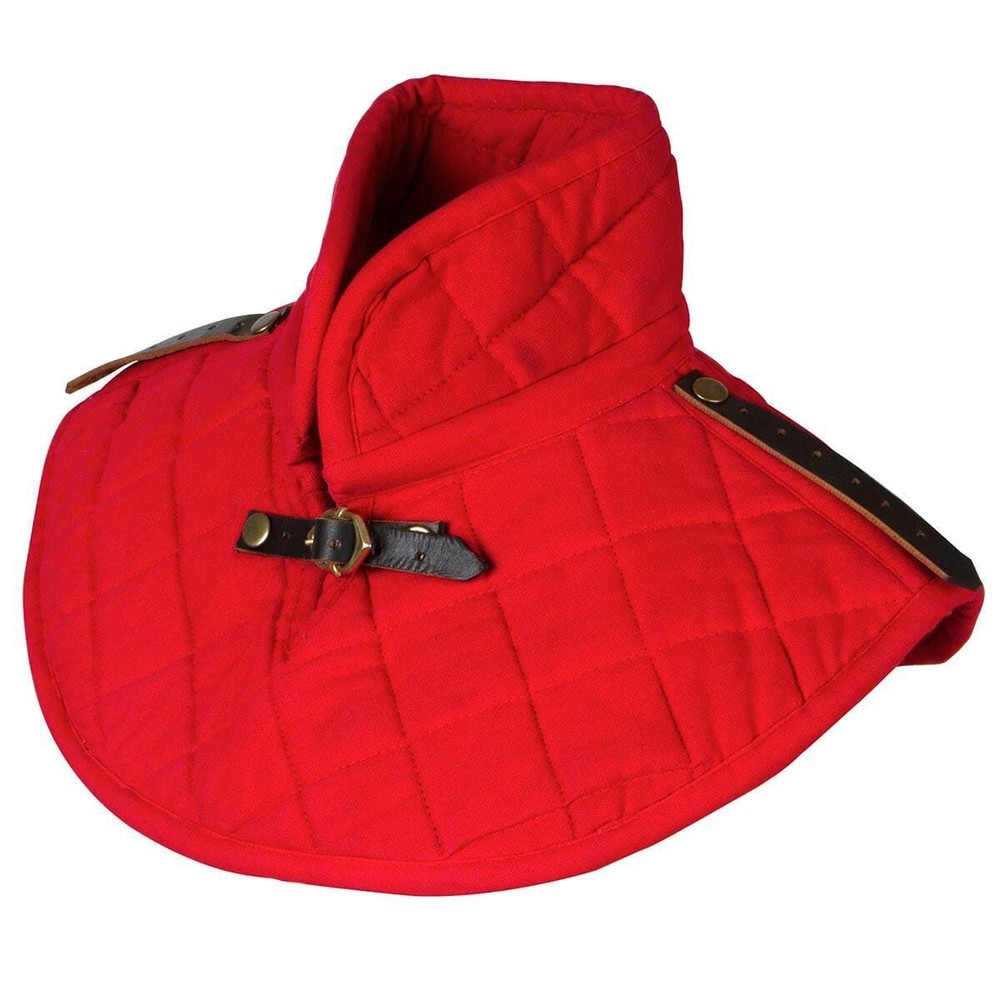 Medieval Thick Padded Cotton Collar Reenactment LARP Neck Protector Arming Red