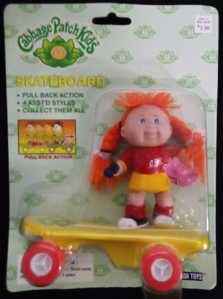 VTG 1997 DORDA CABBAGE PATCH KIDS PULL BACK SKATEBOARD TOY SEALED NIB c