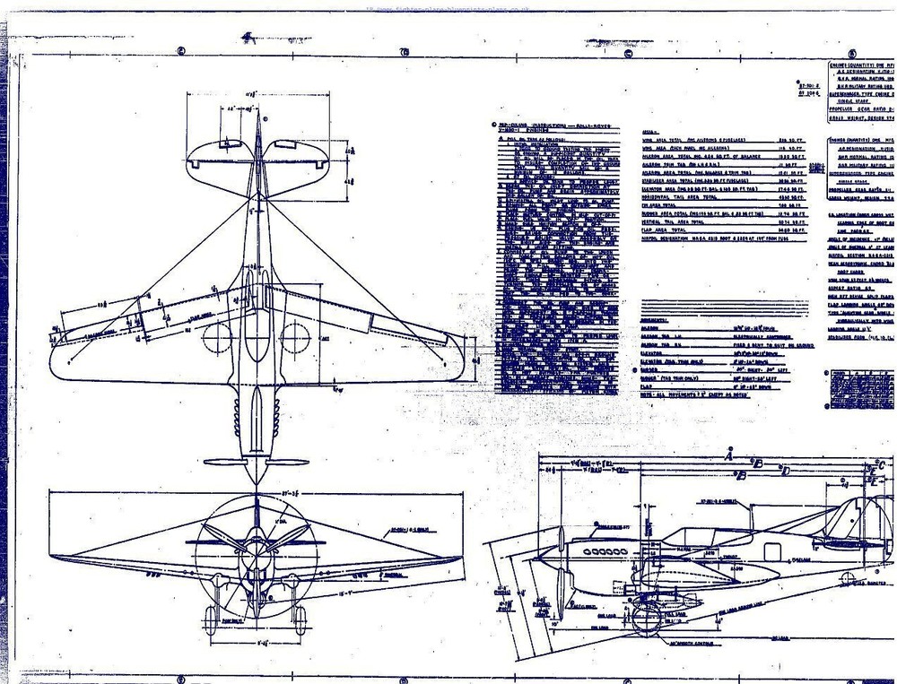 P-40 Curtiss Warhawk Tomhawk Aircraft Engineering Plan Blueprints 1940's RARE