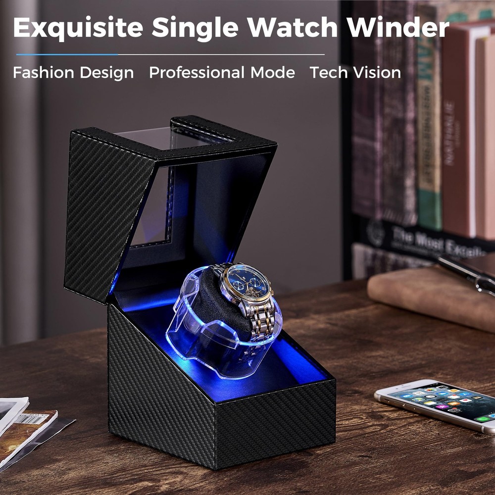 ANWBROAD Watch Winder for Automatic Single watches(Type-C Powered), Black