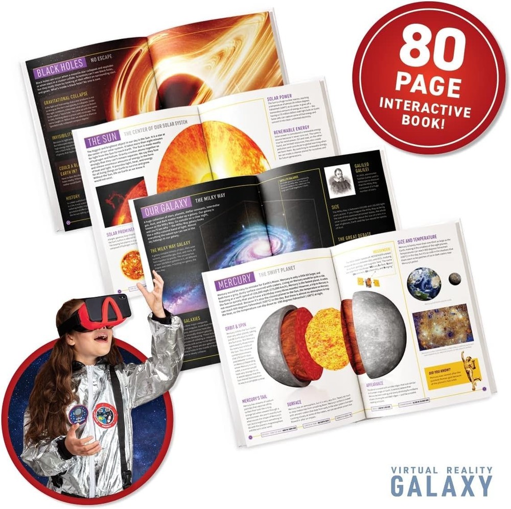Immersive 80-Page VR Learning Set with Goggles & Customizable Planetarium