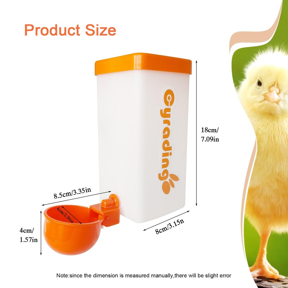 Automatic Waterer System Chick Drinker Cups 1L Hanging Automatic Fill Poultry...