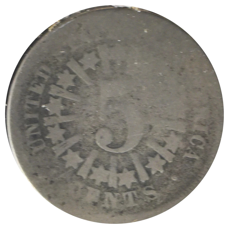1867 Shield Nickel With Rays (AG)