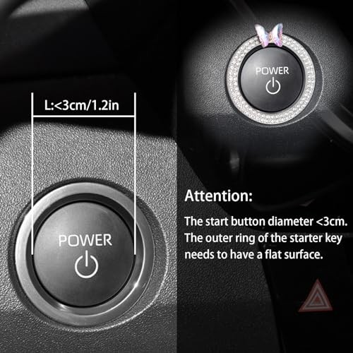 Car Engine Start Stop Button Ring Rotatable Snowflake Push Start Button Car