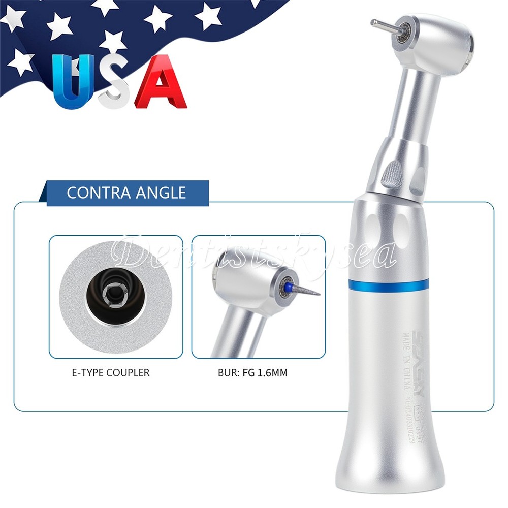 Dental Handpiece Low Slow Speed Contra Angle Push Button E-Type FG Burs 1.6mm