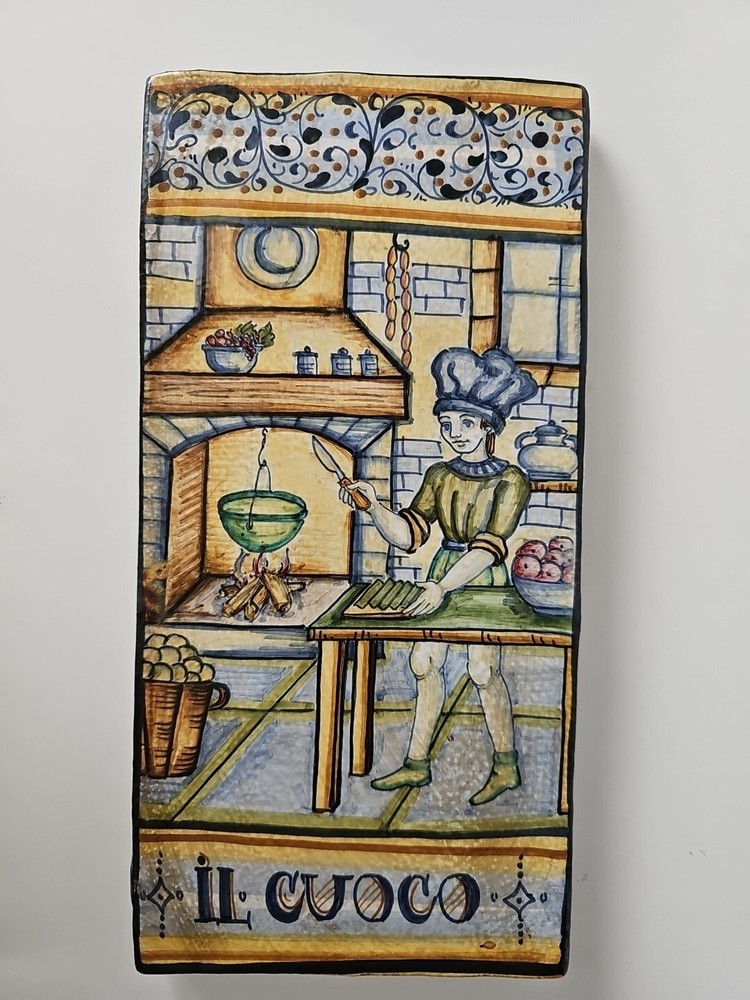 Vintage Profession Tile il CUOCO Ceramic Tile Castelli Italy 11"x5.5"