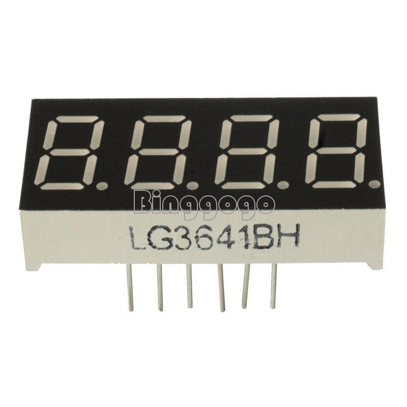 10pcs 0.36" 7 segment 4 digit common cathode 0.36inch red LED digital display