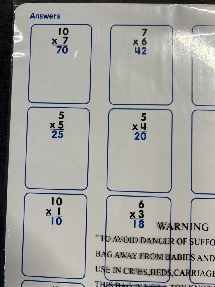 Education Math Windows Multiplication 5 Cards 2 sided Write on Wipe Off NEW