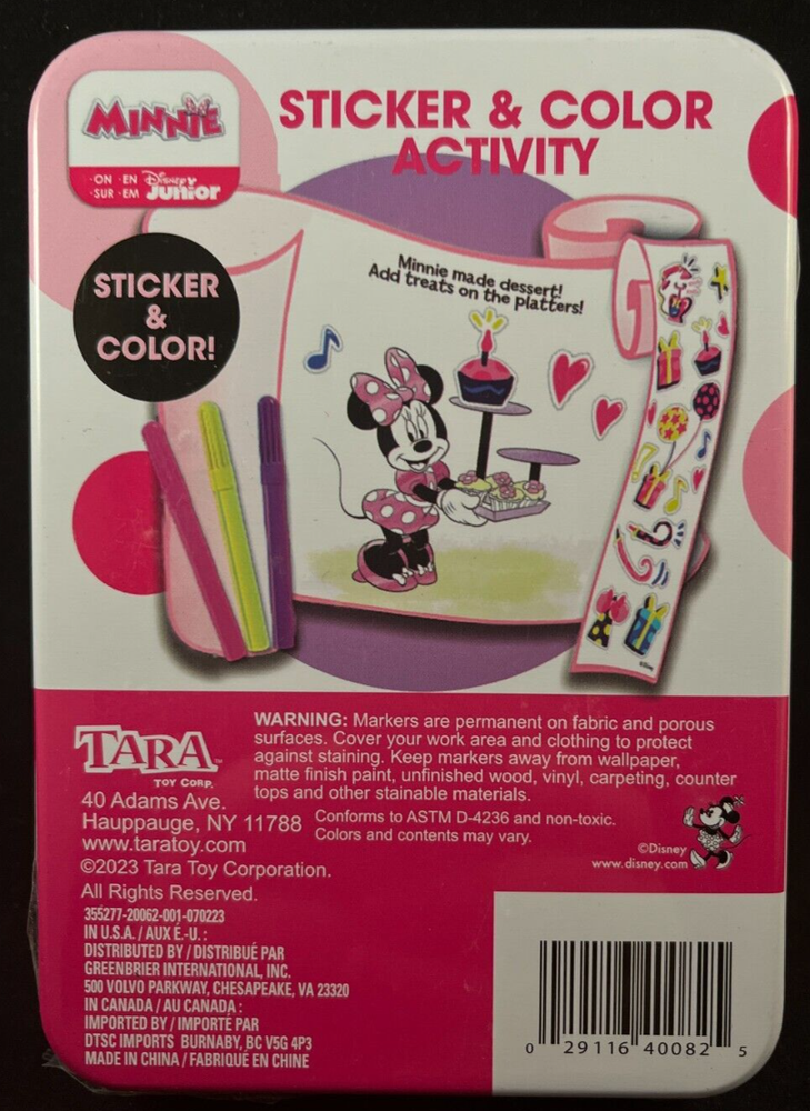Disney Junior - Minnie Mouse - Sticker & Color Activity - Tin Case