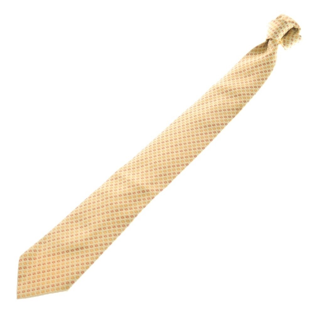 Hermes All-Over Pattern Silk Tie Yellow