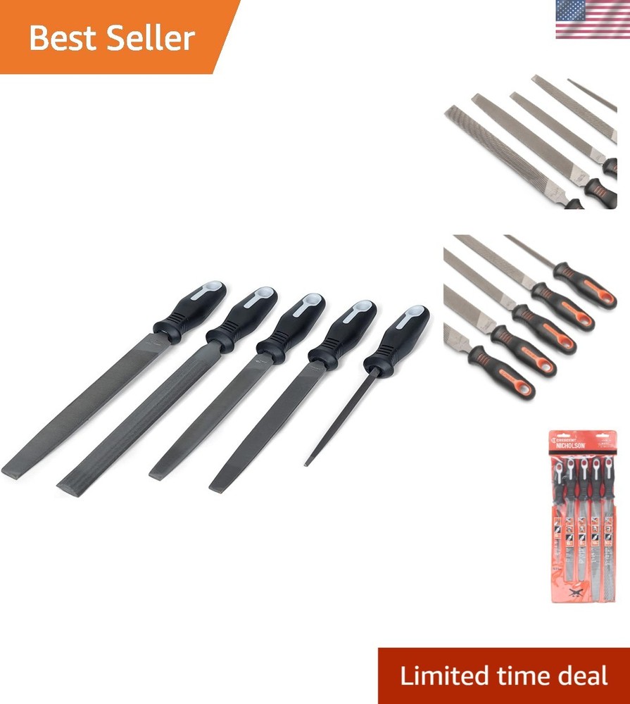 Durable 5-Piece Crescent File Set with Comfortable Ergonomic Handles - Must-Have