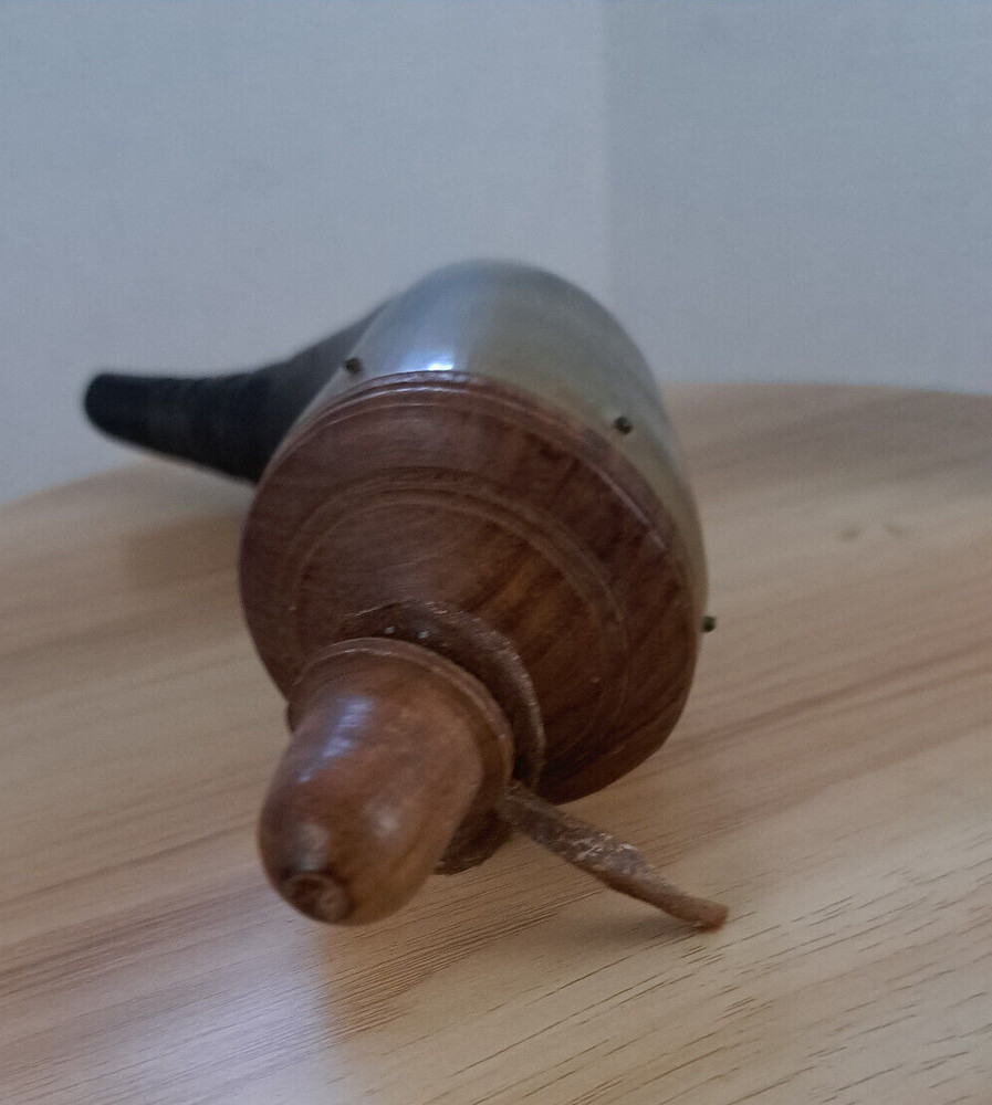 Vintage Black Gun Powder Holder Horn Flask Muzzle Loader