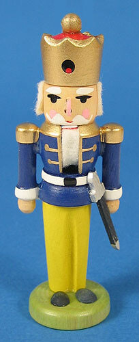 Mini Nutcracker German King Figurine Blue Coat