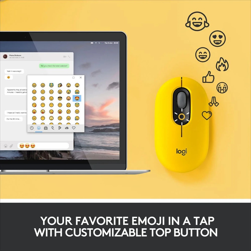Logitech POP Mouse with Customizable Emojis for Windows and Mac - Silent Touch