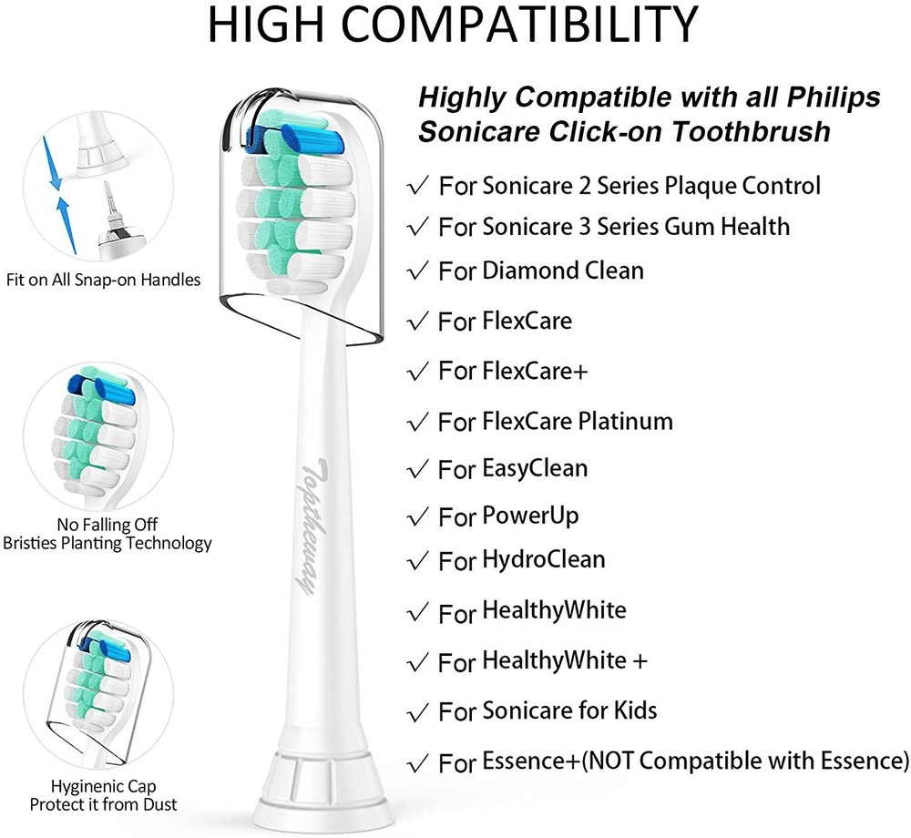 8PCS Replacement Toothbrush Heads Compatible with Phillips