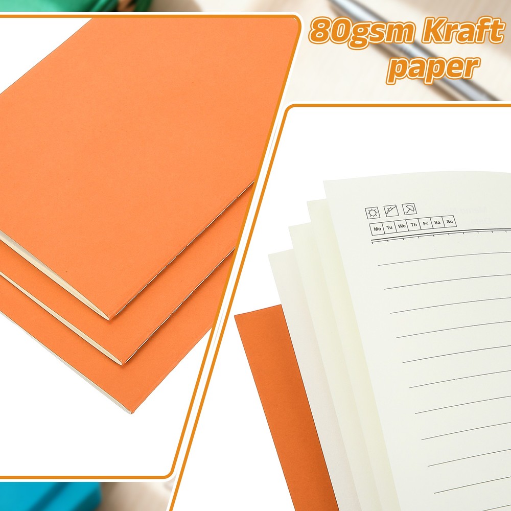 3 Pack A5 Notebook, A5 Journal Mini Notebook Pocket Kraft,Orange
