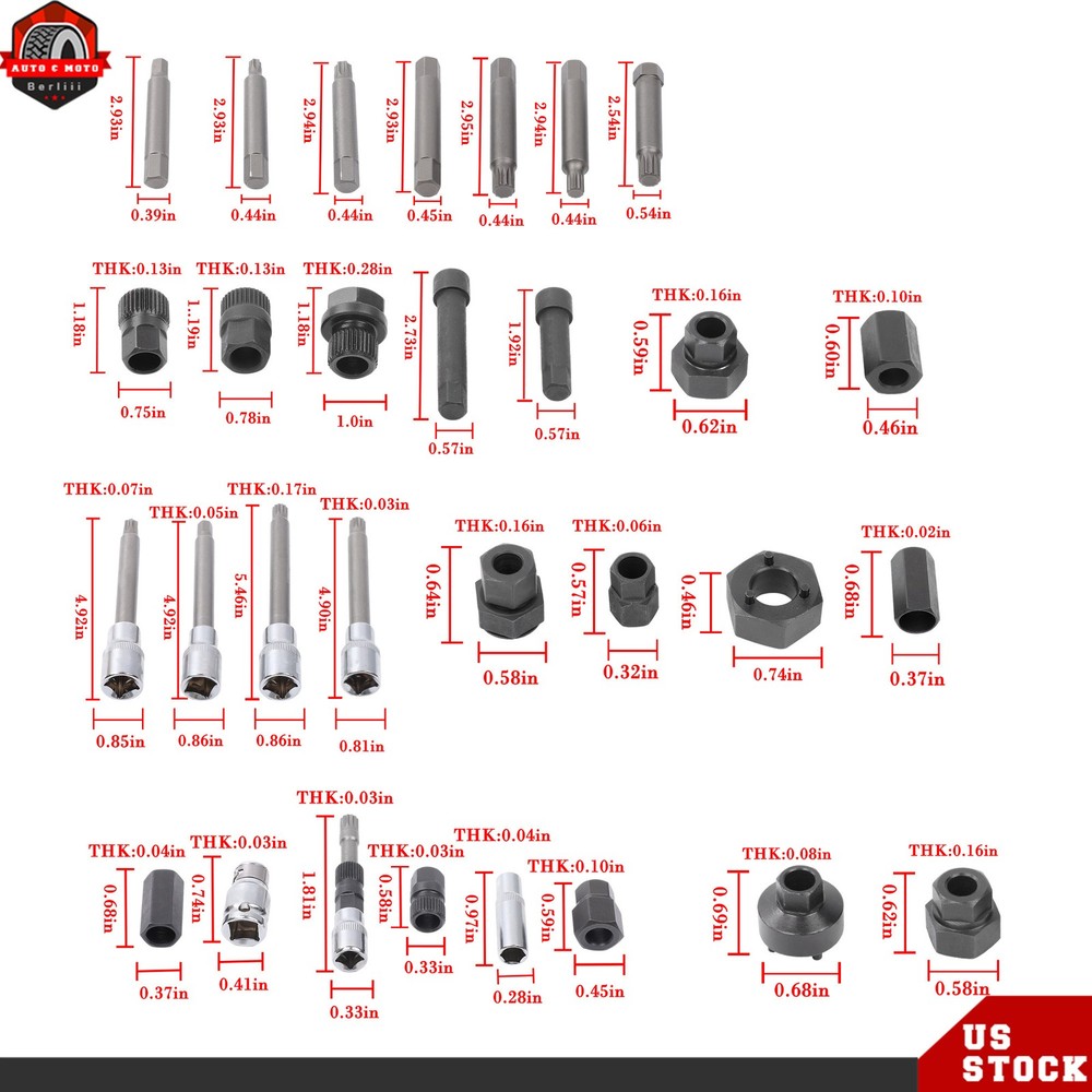 30Pcs Universal Auto Alternator Pulley Remove and Replace Set Alternator Puller