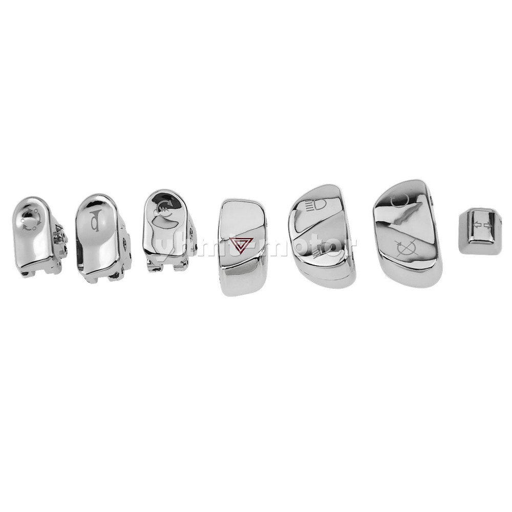 7 Pcs All Chrome Handle Switch Housing Cap Button Replacement Cover For Victory
